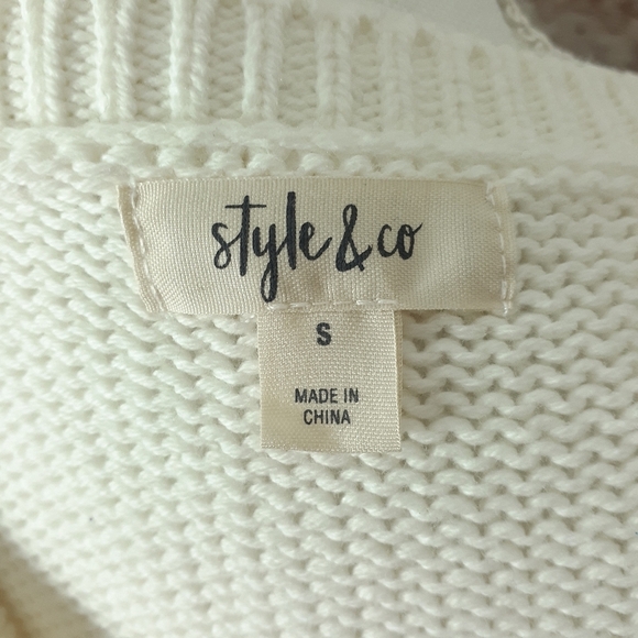 Style & Co Sweater S Flowers Ivory Embroidered 421 - Picture 5 of 7